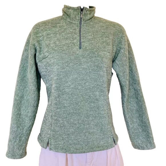 Patagonia Women's Synchilla 1/4 Zip Fleece Fitted Pullover Sweater Green Heather - Picture 1 of 5
